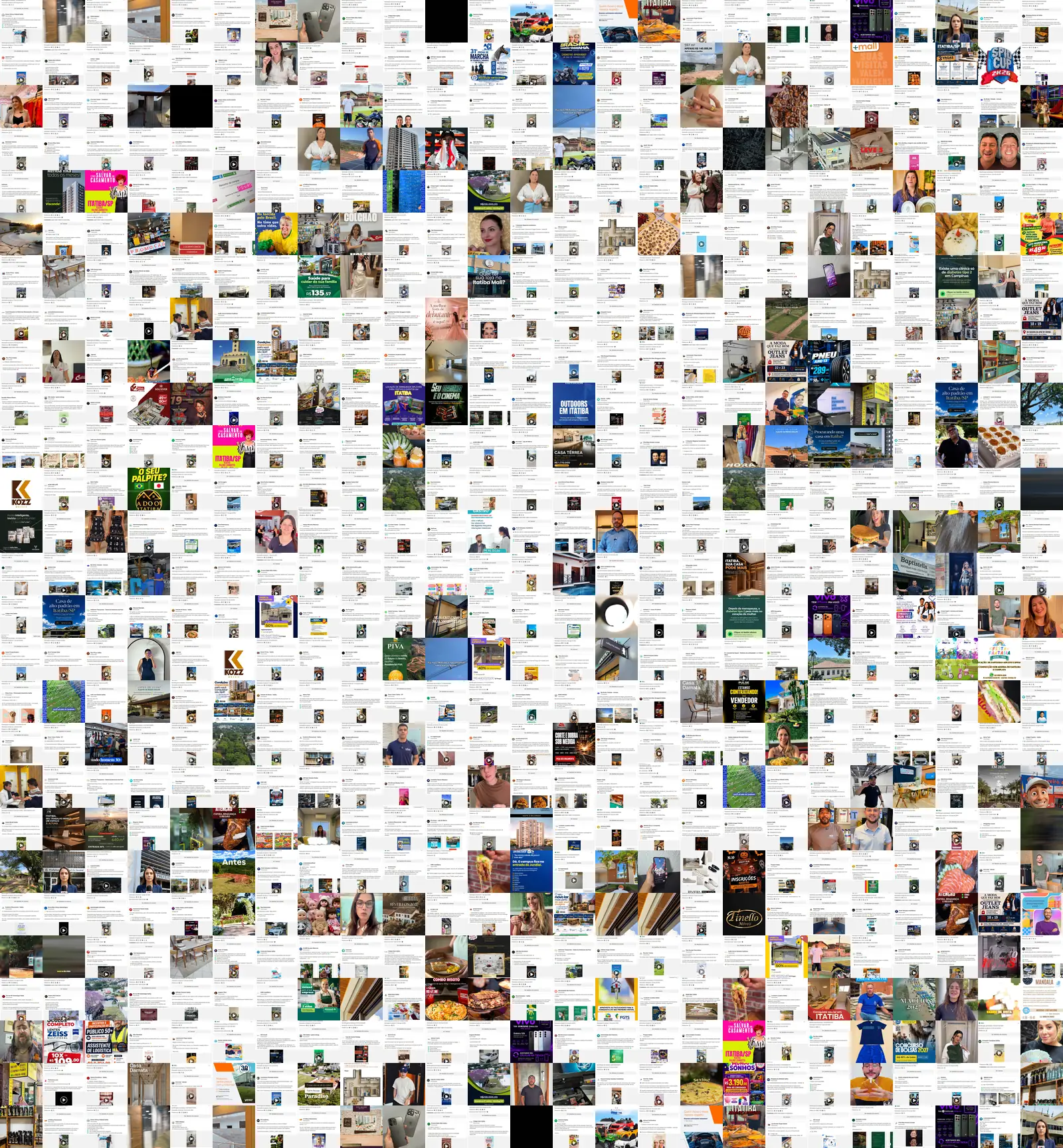 Mosaico de imagens de anúncios reais recolhidas da Biblioteca de Anúncios da Meta em 17/09/2026