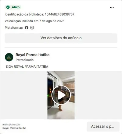 Anúncio de Royal Parma Itatiba: Delivery de parmegiana e pratos gourmet
