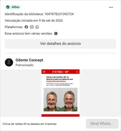 Anúncio de Odonto Concept: Implantes dentários e prótese fixa