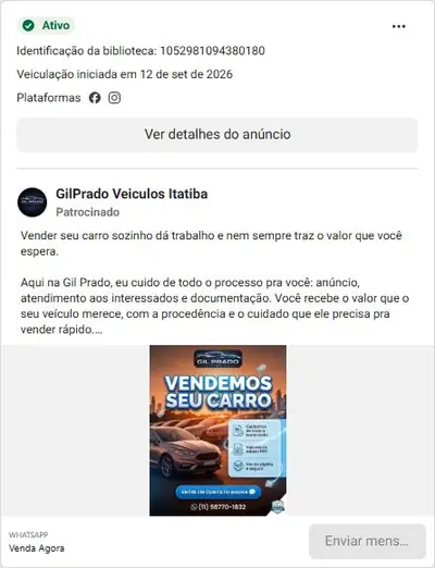 Anúncio de GilPrado Veiculos Itatiba: Compra, venda e avaliação de veículos seminovos