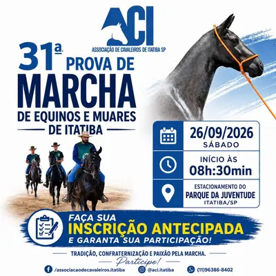 Anúncio de aci_itatiba: Prova de Marcha de Equinos e Muares no Parque da Juventude