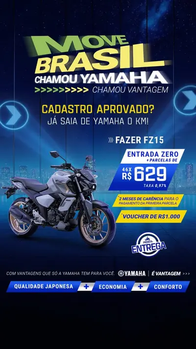 Anúncio de Moto Italia: Motos Yamaha, participação no programa Move Brasil