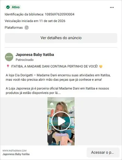 Anúncio de Japonesa Baby Itatiba: Produtos Madame Dani (moda praia, pijamas, fitness) em Itatiba