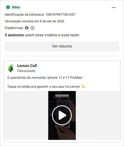 Anúncio de Lemon Cell: Assistência técnica de celulares e venda de iPhones