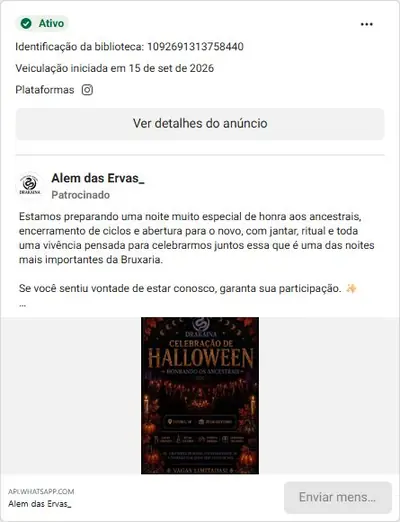 Anúncio de Alem das Ervas_: Jantar ritual de Samhain em Itatiba, 31/10