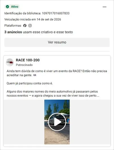 Anúncio de RACE 100-200: Ingresso para evento de arrancada RACE FIGHT em 03/10