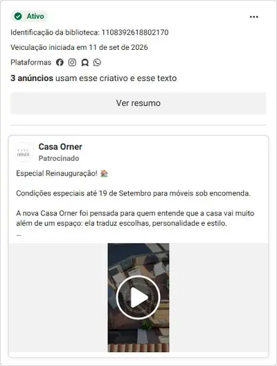 Anúncio de Casa Orner: 3 anúncios iguais