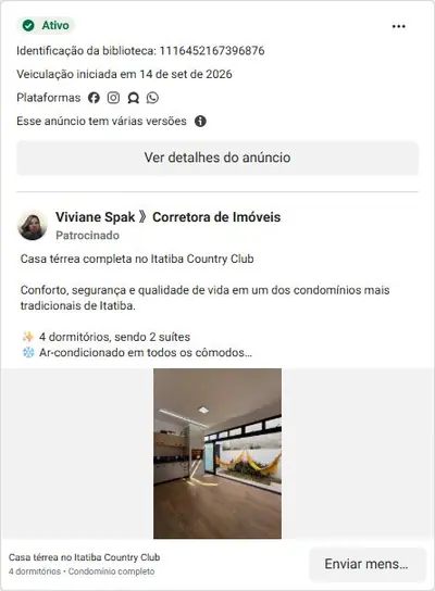 Anúncio de Viviane Spak Corretora de Imóveis: Casa térrea à venda no Itatiba Country Club, R$1.250.000