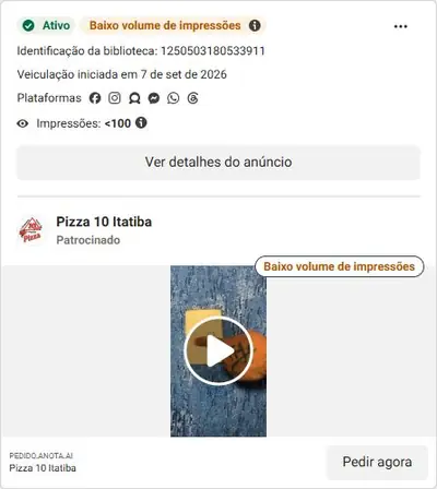 Anúncio de Pizza 10 Itatiba