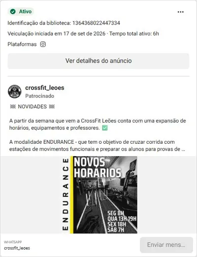 Anúncio de crossfit_leoes: Expansão de horários e modalidade Endurance (CrossFit)