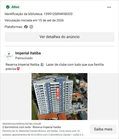 Anúncio de Imperial Itatiba: Apartamentos no Reserva Imperial Itatiba, torre única