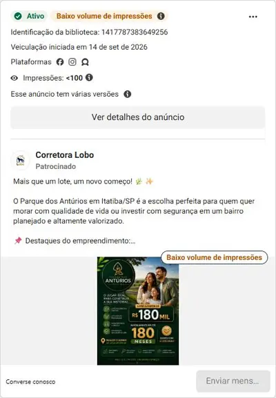 Anúncio de Corretora Lobo: Lotes e apartamentos em Itatiba com entrada facilitada