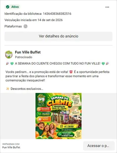 Anúncio de Fun Ville Buffet: Buffet infantil com espaço temático e recreação