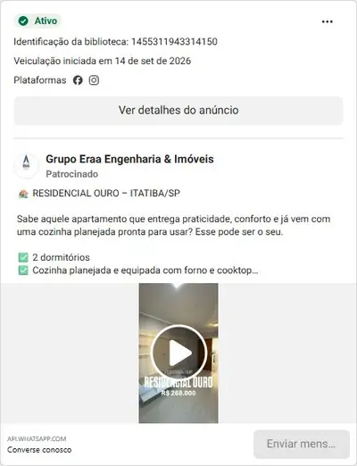 Anúncio de Grupo Eraa Engenharia & Imóveis: Apartamento 2 dormitórios no Residencial Ouro, R$268.000