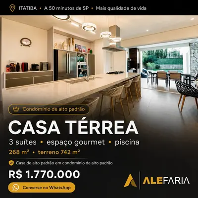 Anúncio de Alefariaimoveis1: Casa térrea em condomínio de alto padrão por R$1.770.000
