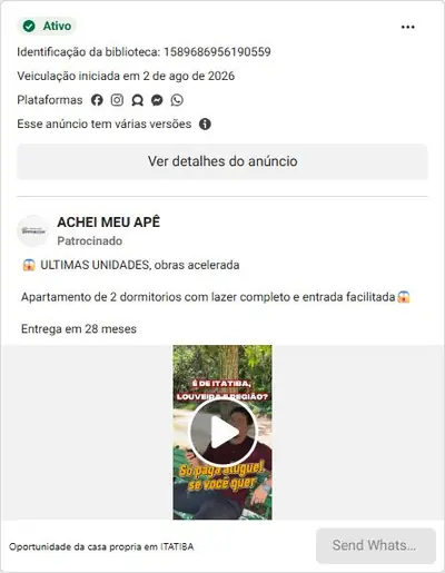 Anúncio de ACHEI MEU APÊ: Lançamento de apartamentos na Vila Hortolândia, Itatiba