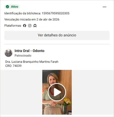 Anúncio de Intra Oral - Odonto: Tratamentos odontológicos estéticos, agende pelo WhatsApp