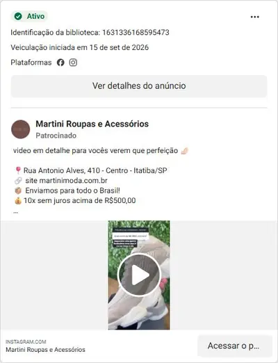 Anúncio de Martini Roupas e Acessórios: Tênis feminino com parcelamento sem juros