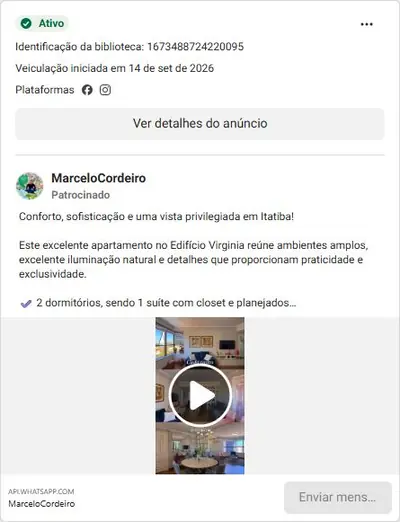Anúncio de MarceloCordeiro: Apartamento 2 dorm no Edifício Virginia, Itatiba