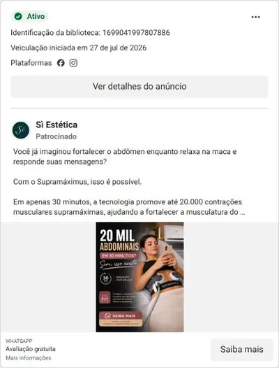Anúncio de Sì Estética: Protocolo Full Redux, avaliação gratuita