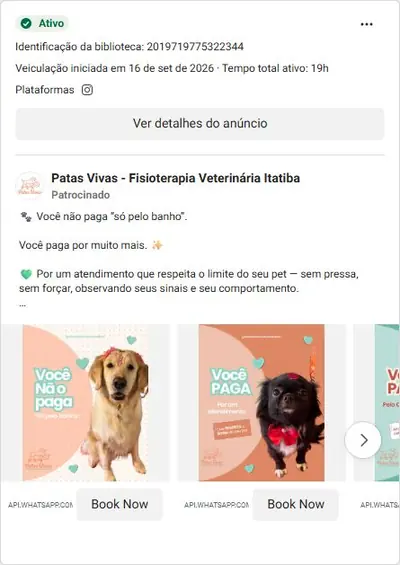 Anúncio de Patas Vivas - Fisioterapia Veterinária Itatiba: Banho e tosa e fisioterapia veterinária com atendimento cuidadoso