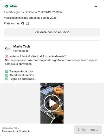 Anúncio de Marte Tech: Conserto de celular e notebook com diagnóstico gratuito