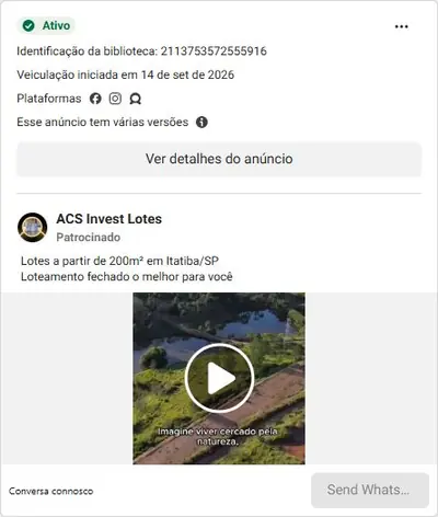 Anúncio de ACS Invest Lotes: Lotes a partir de 200m² em loteamento fechado