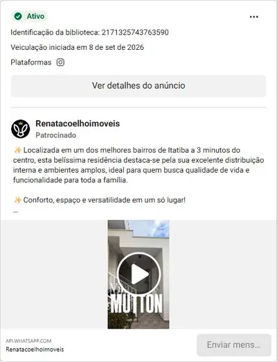 Anúncio de Renatacoelhoimoveis: Casa térrea em bairro nobre de Itatiba, a 3 min do centro
