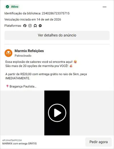 Anúncio de Marmix Refeições: Marmitas com entrega grátis a partir de R$20,00