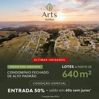 Anúncio de Arts Itatiba: Lotes a partir de 640m² em loteamento fechado de alto padrão