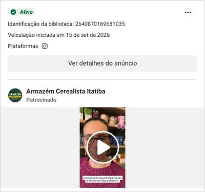Anúncio de Armazém Cerealista Itatiba