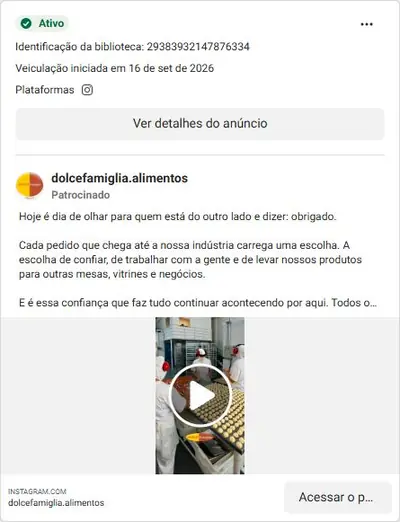 Anúncio de dolcefamiglia.alimentos
