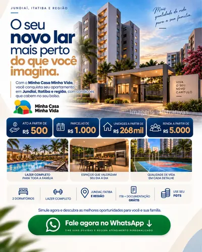 Anúncio de Corretora Vitória Caroline: Apartamentos pelo Minha Casa Minha Vida a partir de R$268 mil