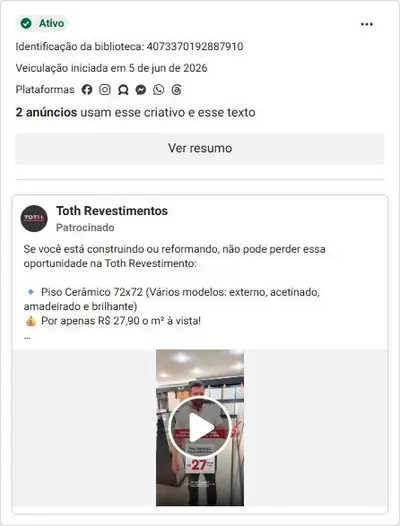 Anúncio de Toth Revestimentos: Pisos e revestimentos com frete grátis e parcelamento para Itatiba