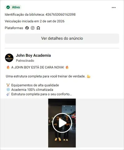 Anúncio de John Boy Academia: Reforma da academia com diária a R$14,90