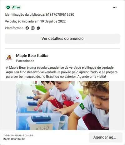 Anúncio de Maple Bear Itatiba: Escola bilíngue canadense para crianças, agende uma visita
