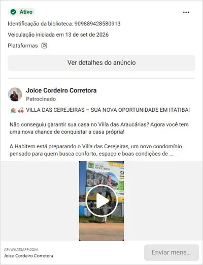 Anúncio de Joice Cordeiro Corretora: Sobrados no condomínio Villa das Cerejeiras, Itatiba